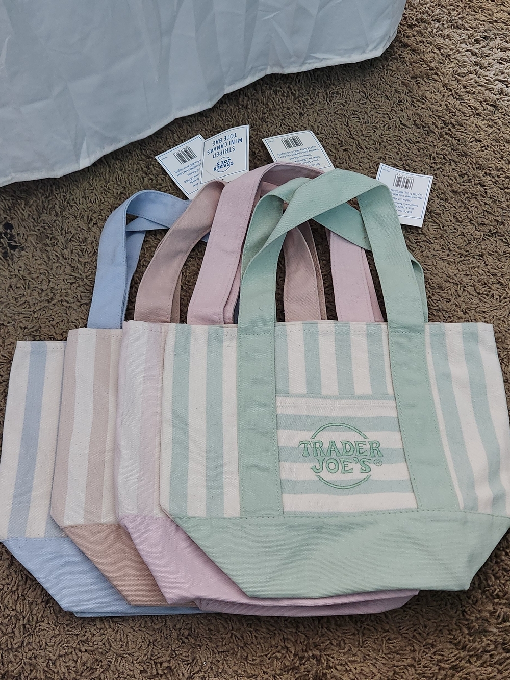 Pastel Stripe Canvas Tote Bag - Mint